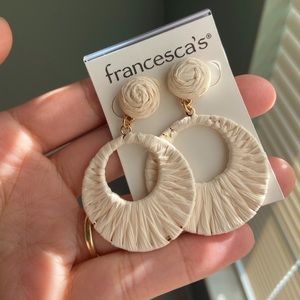 Woven Rattan Earrings, post hoops.